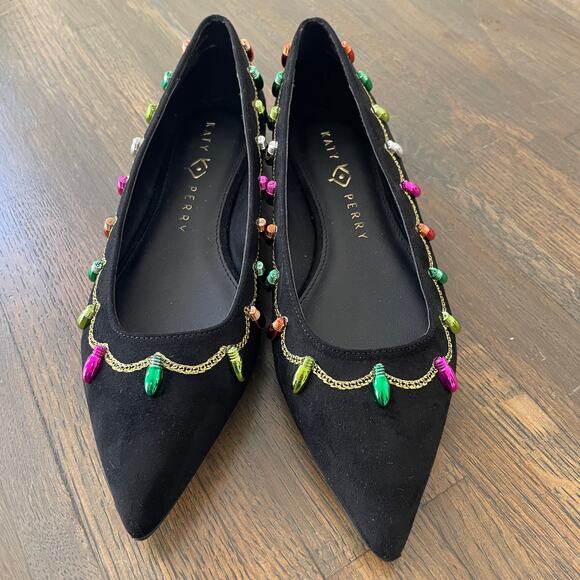 Katy Perry Shoes Women's The Hollie Christmas Flat Ballet Black 7.5 - Picture 2 of 9